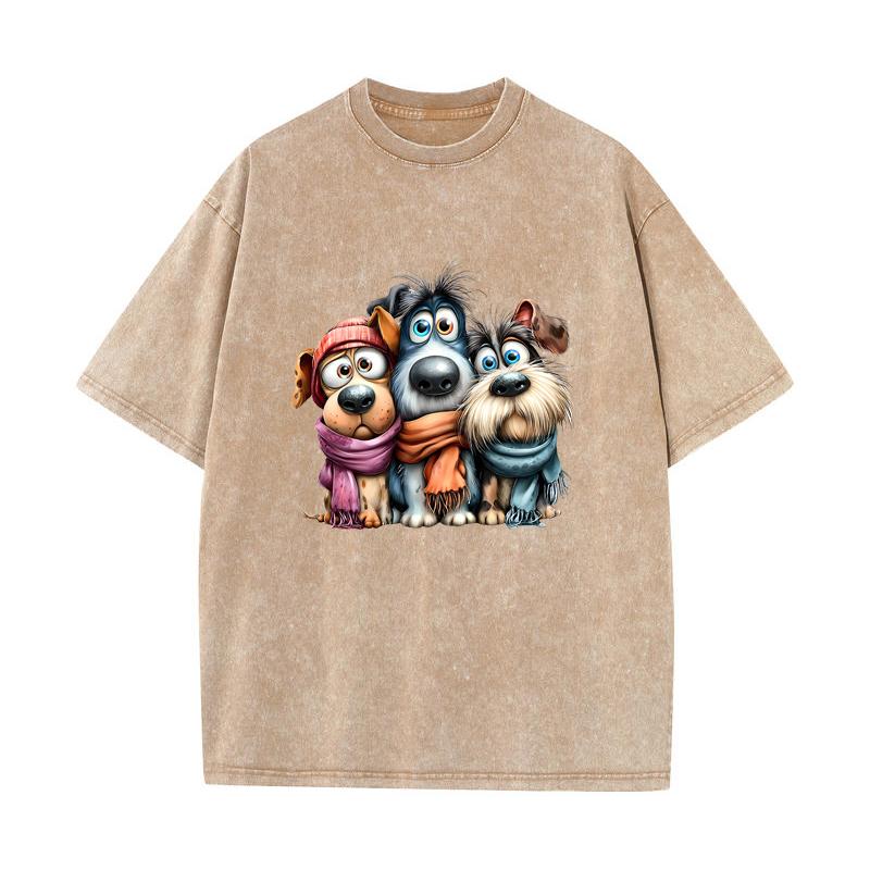 SX-73 MINISO 2026 Summer Vintage Wash  Printed Pure Cotton Shoulder Style Men's and Women's Round Neck Short Sleeved Couple T-shirt