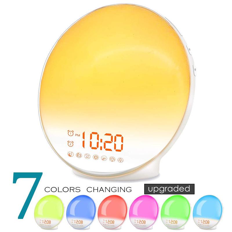 Sunrise Simulation LED Alarm Clock: Multi-Color Wake-Up Light and Bedside Lamp for Children