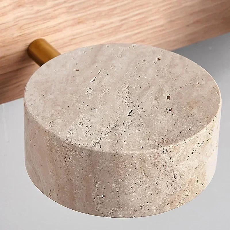 Travertine Wall Light, Wabi-Sabi Style Rotatable LED Lamp, Dimmable Lighting for Bathroom Mirror & Vanity Area