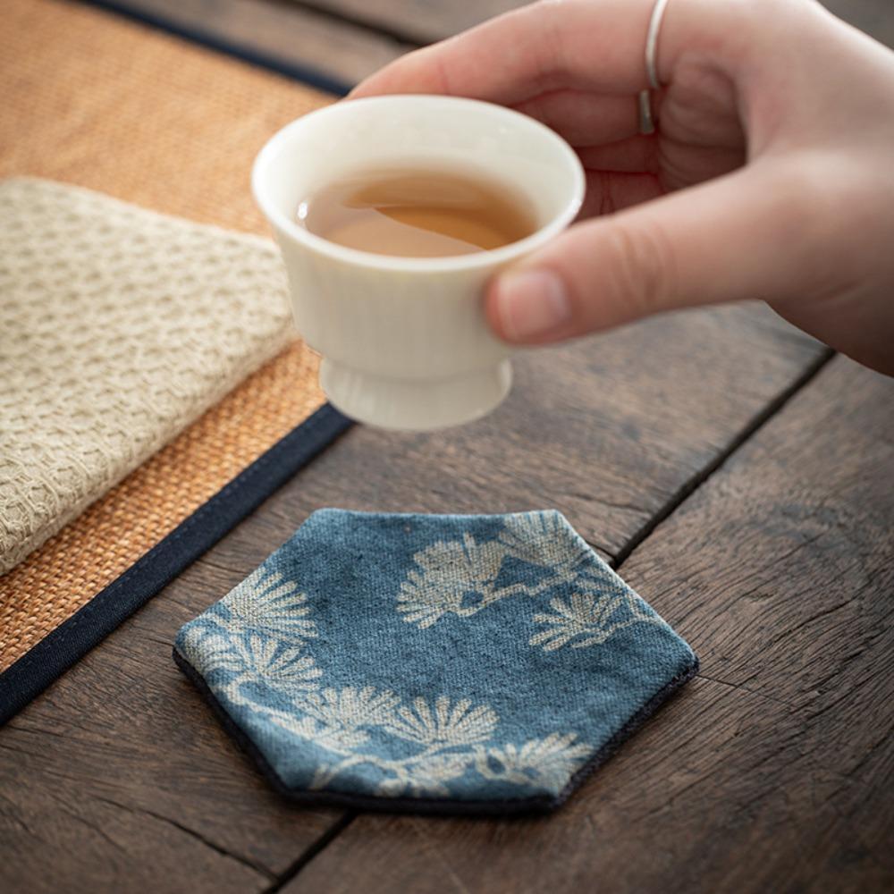 Hexagonal Chinese Vintage Tea Cup Coaster Heat-Resistant Tea Cup Suacer  Tea Ceremony Supplies