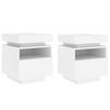 VidaXL Armoires de Chevet avec Lumières LED 2 pcs, Tables de Chevet avec Rangement, Tables de Nuit Chambre, Moderne, Blanc 836785