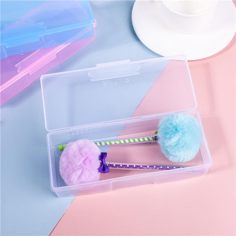 Nail Art Storage Box: Pink Transparent Plastic Organizer for False Nails, Makeup, and Tools