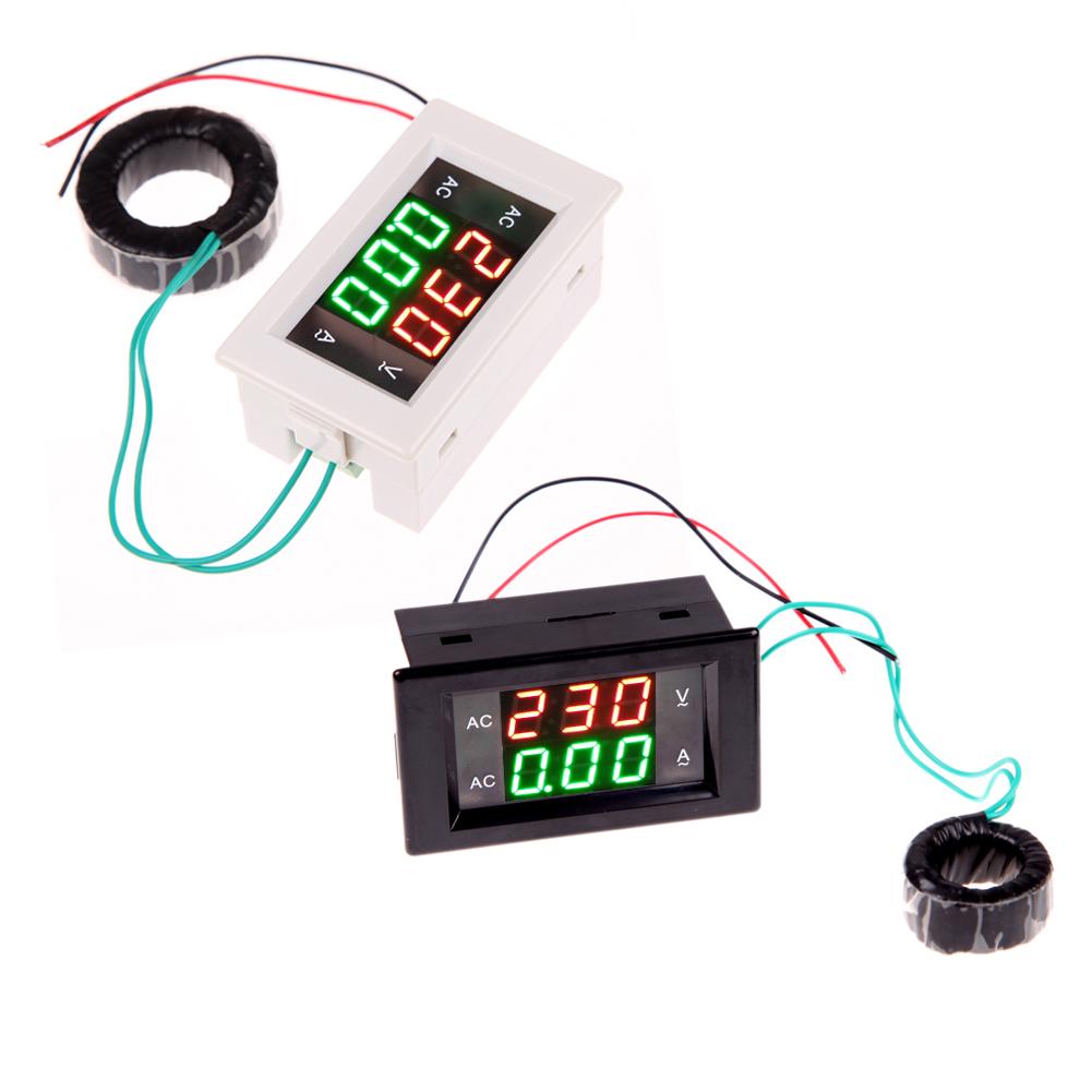 Digital Voltmeter Ammeter AC 60-500V 100A Panel Amp Volt Meter Dual LED Display Volt Detector Tester Monitor Panel
