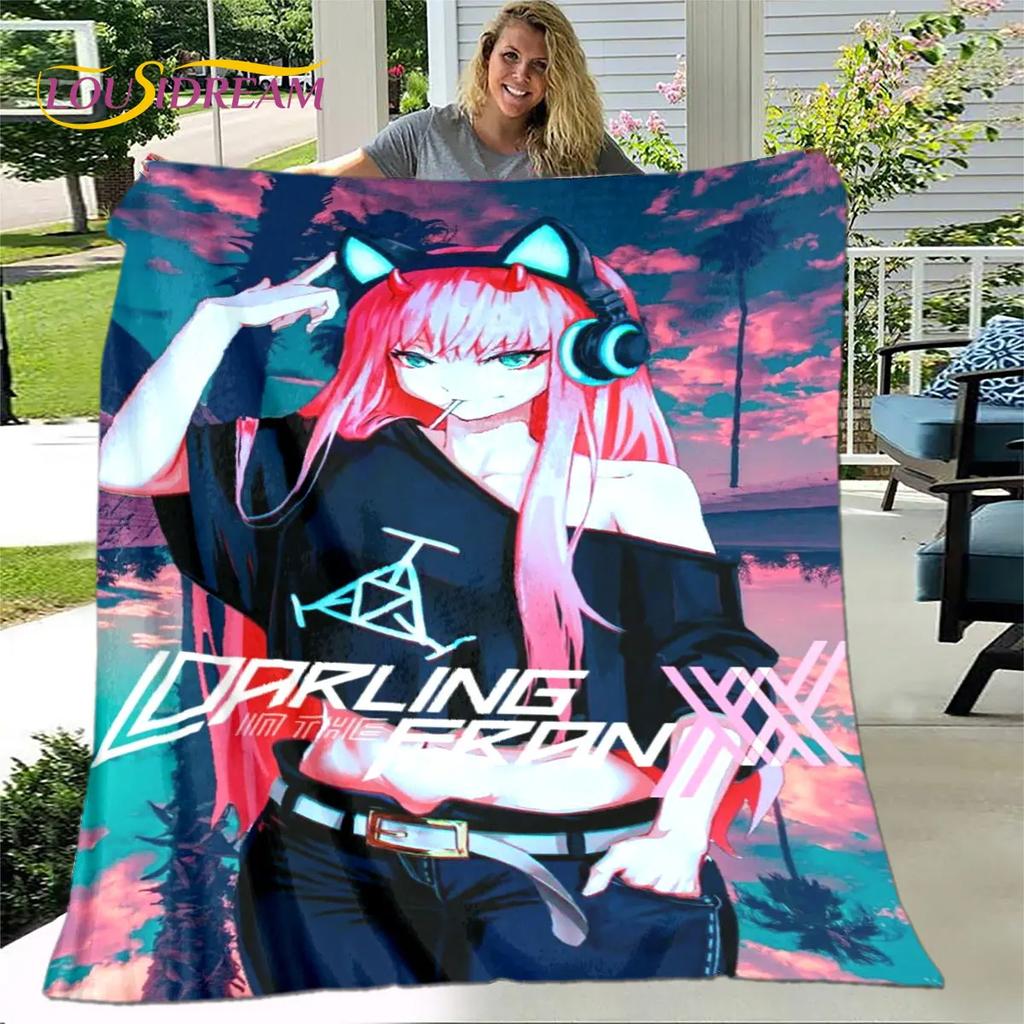 Zero Two DARLING In The FRANXX  Soft Plush Blanket,Flannel Blanket Throw Blanket for Living Room Bedroom Bed Sofa Picnic Cover