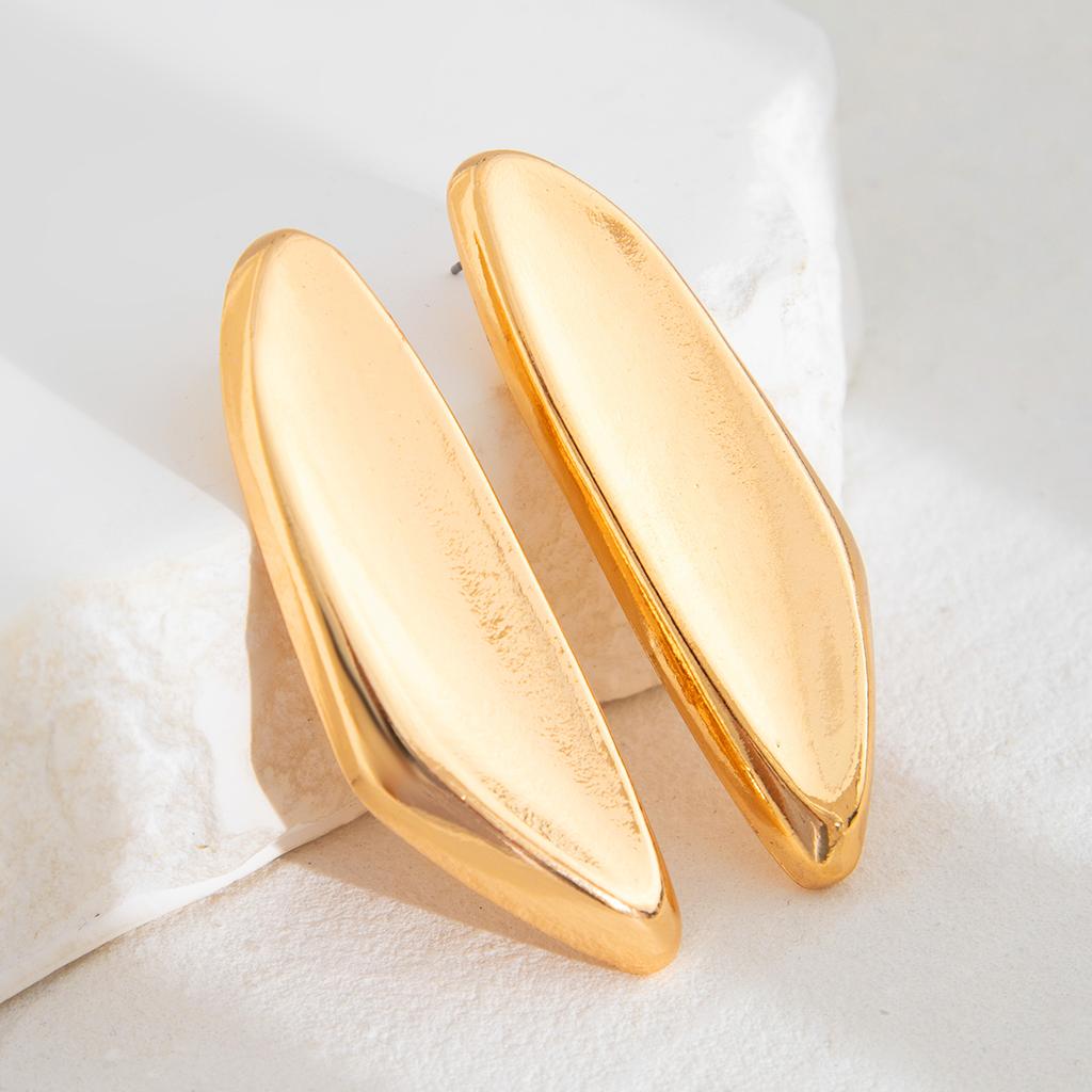 Ingemark Punk Irregular Geometric Smooth Surface Stud Earrings for Women Trendy Gold Color Metal Piercing Earrings Party Jewelry