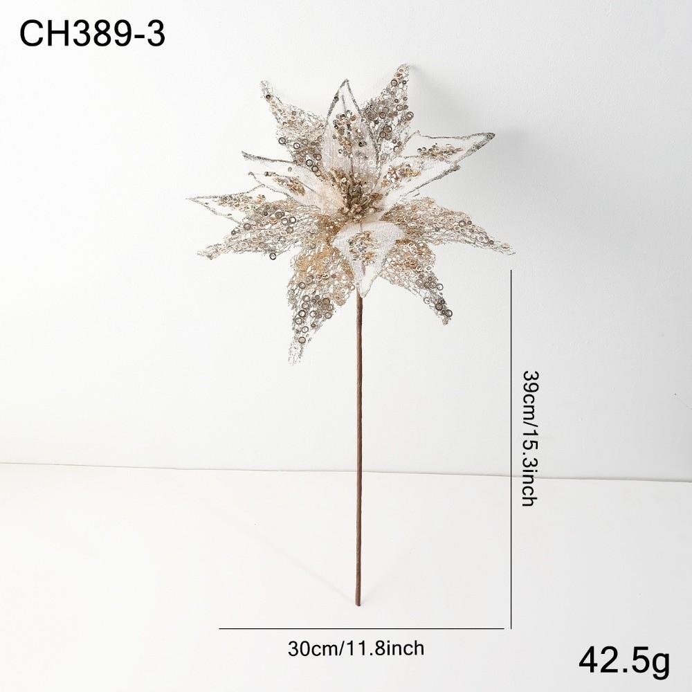 Sequins Artificial Poinsettia Flower Large Sequins Flower  Wedding Decoration