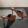 Fashion 2025Summer Woman Slippers Fashion Open Toe Thin High Heels Shoes Street Style Stripper Party Slides Zapatos De Mujer