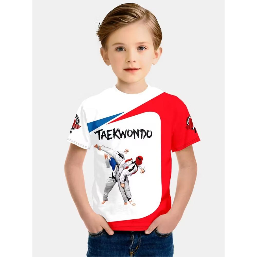 Abbigliamento Ragazzi Taekwondo Judo Moda T-shirt con Stampa 3D Sportivo Bambini Maniche Corte Estate Abbigliamento Palestra Harajuku Magliette Top Cool