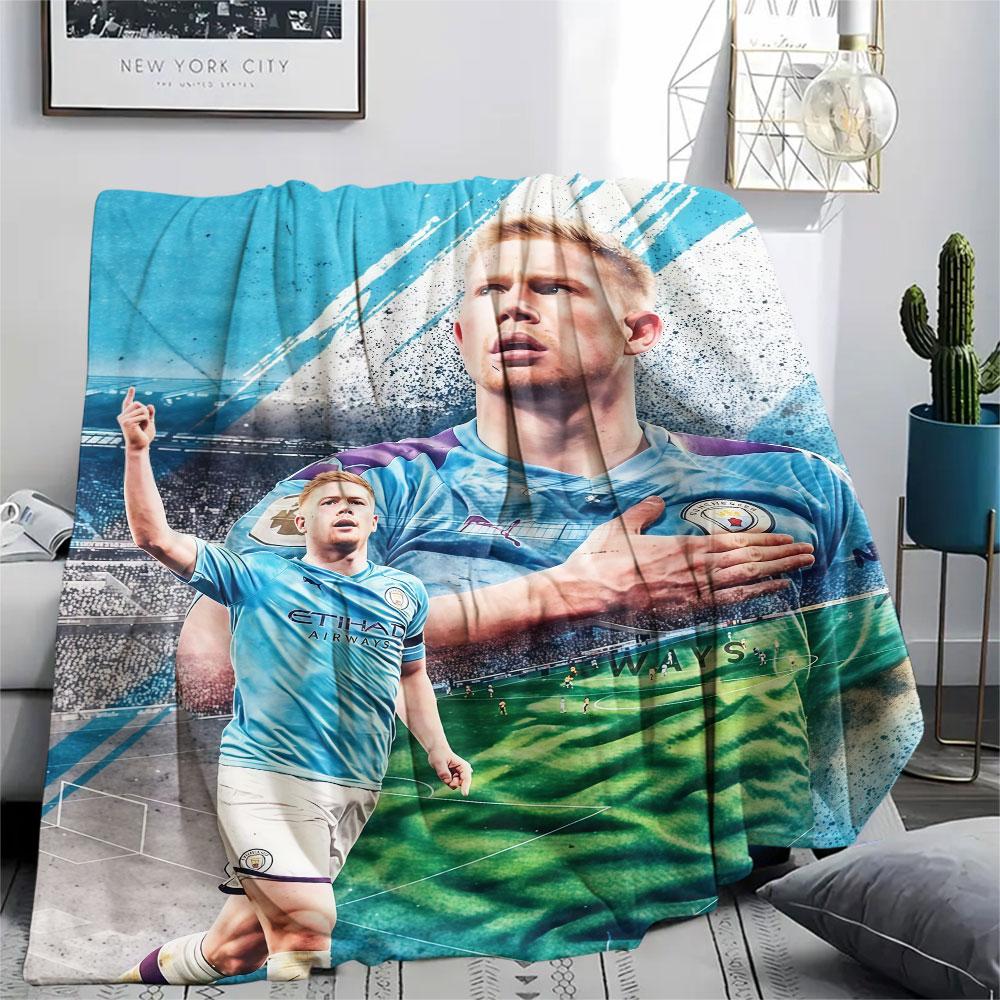 Kevin De Bruyne Printed Flannel Blanket, soft throw for bedroom sofa, washable,soccer fan merchandise, great gift. 80cm x 120cm