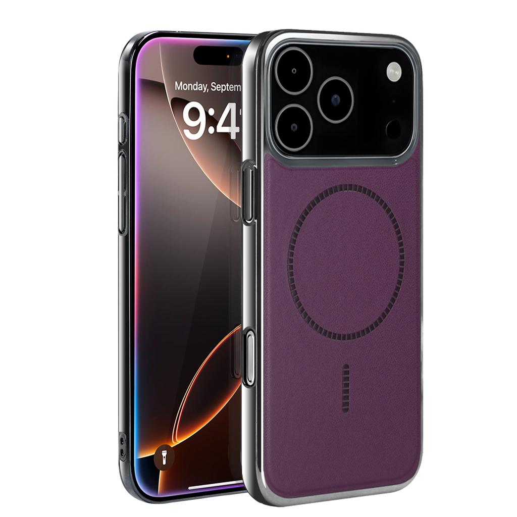 Luxury Electroplated Leather Magnetic Phone Case for 17 16 15 14 13 12 Pro Max Plus 17 Air Wireless Charging Cover