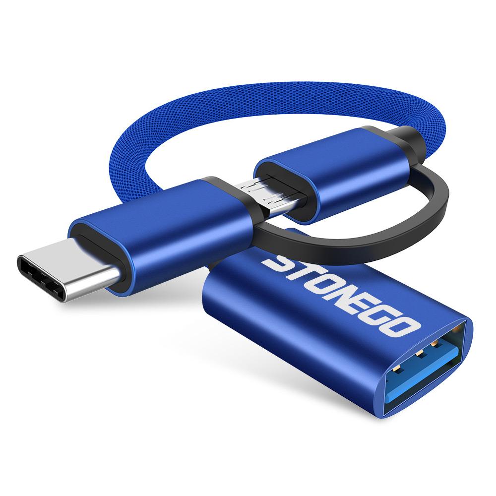 

STONEGO Кабель-адаптер 2 в 1 USB 3.0 OTG USB Type C Micro USB к USB 3.0 Кабель-конвертер Линия передачи данных синий