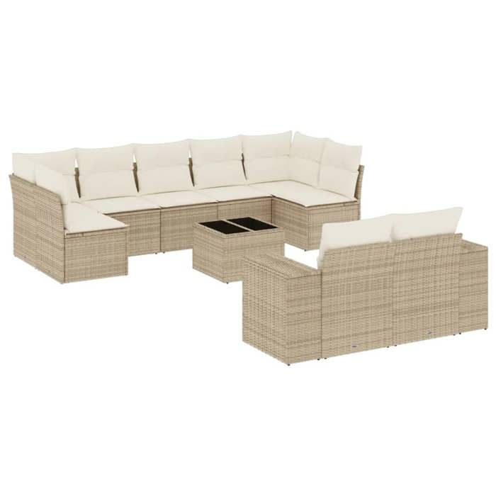 VidaXL Garden Lounge Set with Cushions 10 Pcs, Patio Sofas, Patio Furniture Set, Outdoor Furniture, Beige 3223027