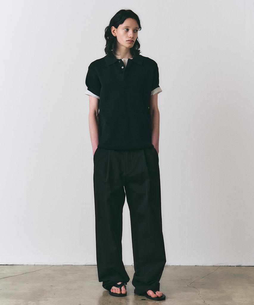 Easy O One-Tuck Chino Wide Pants_Black