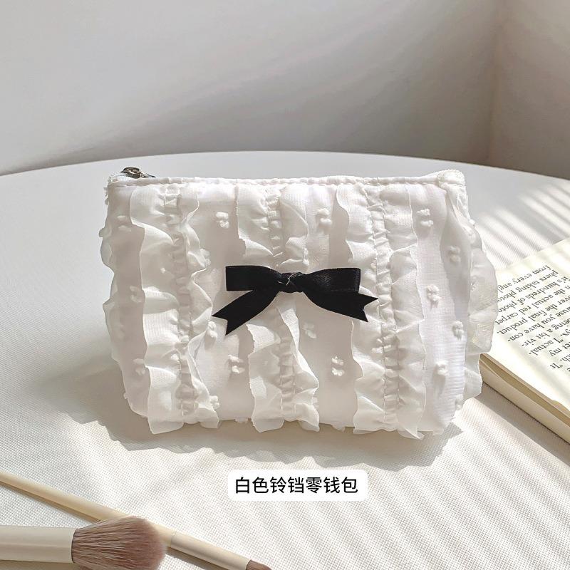 Cute Makeup Bag Makeup Bag New Korean Edition Lace Bow Large Capacity Change Bag Handbag Women s Storage Bag