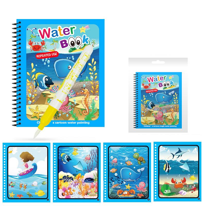 Montessori Toys Reusable Coloring Book Magic Water Drawing Book for Kids Toddler Toy Painting Book Educational Toys for Children