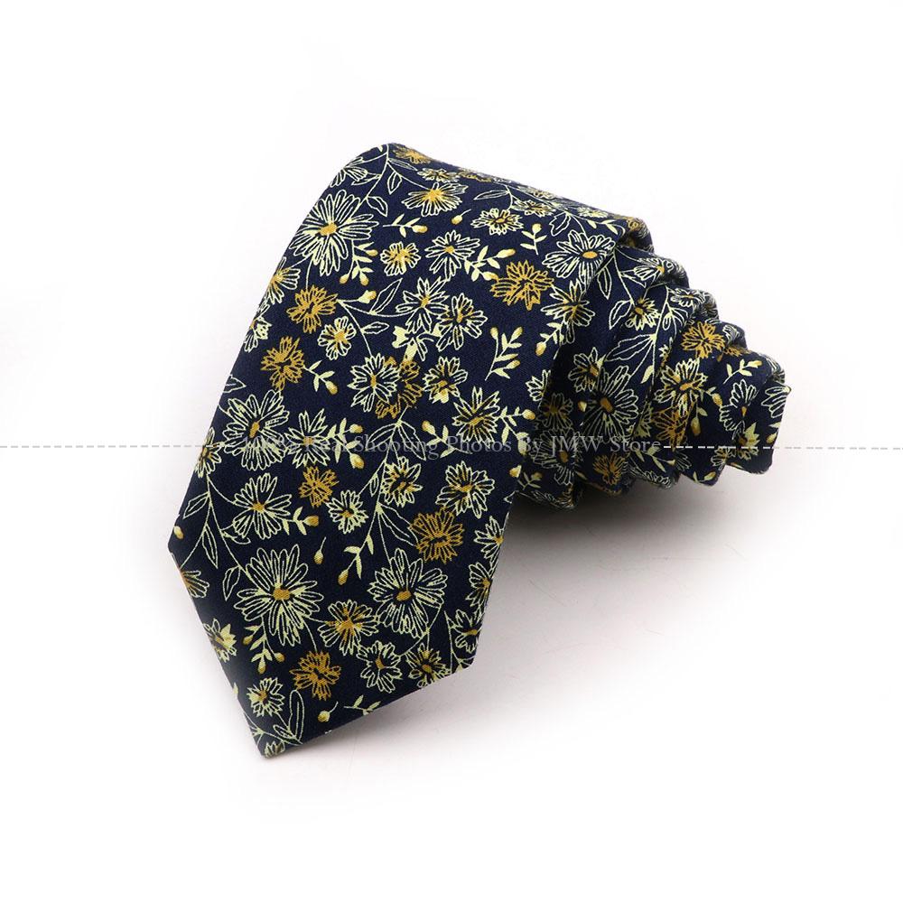 New Chic, Blumenkrawatte, 100 % Baumwollkrawatte, für Männer, helle Farbe, lässige schmale Krawatte, Hochzeitsfeier