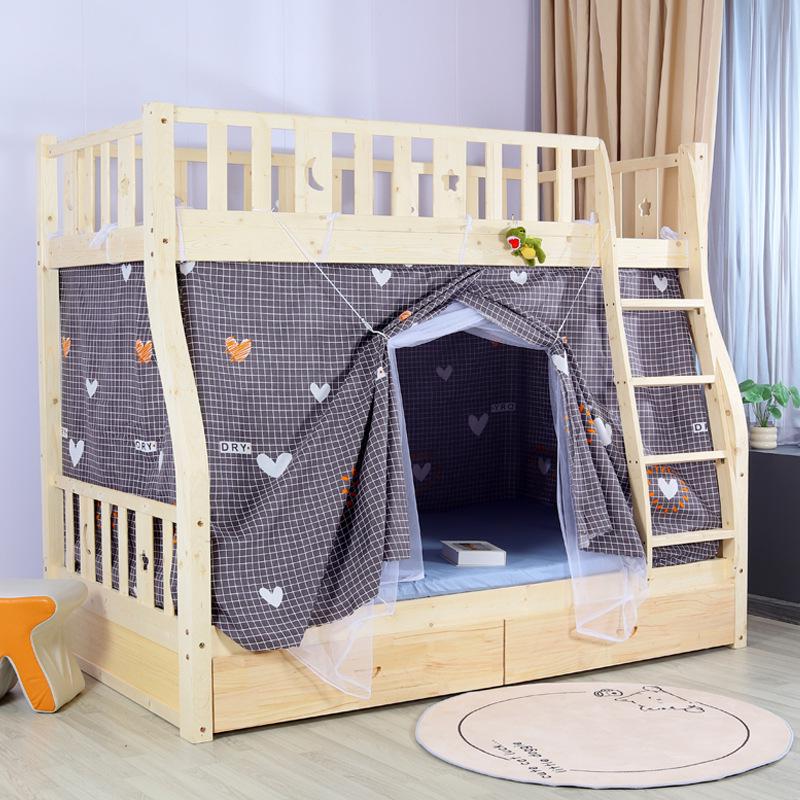 Cortina Integrada para Cama em Beliche Trapezoidal: Rede Mosquiteira e Anti-Poeira para Camas de Dormitório de Mãe e Filho