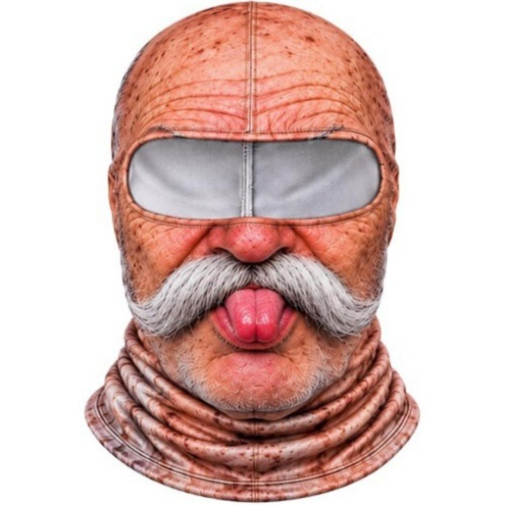 Soft Lightweight Fabric Funny Face Balaclava Breathability Realistic Printed Ski Mask Cycling