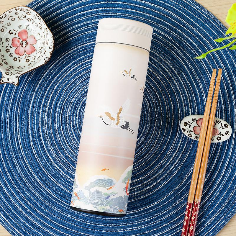 500ML Stainless Steel Thermos Coffee Tea Mug Chinese Classical Style Water Bottle With Filter Thermo Cup