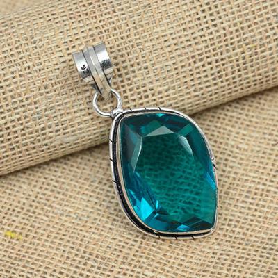 Indicolite Tourmaline Gemstone 925 Solid Sterling Silver Jewelry Handmade Pendant