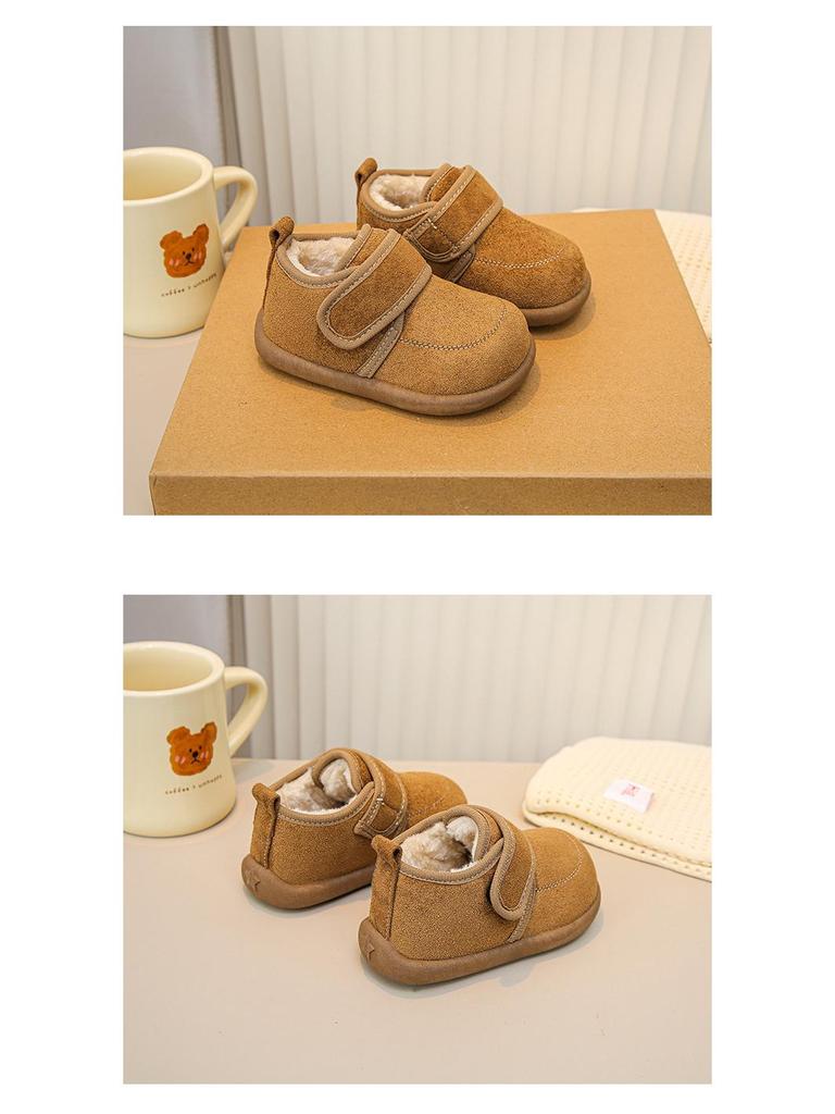 2025 Mädchen Koreanischer Stil Dicke Sohle Plüsch Birkenstock Winterstiefel - Warm, Modisch, Einfarbige Baumwollschuhe für Kinder