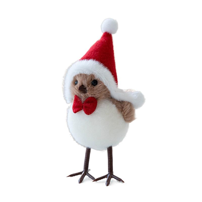 Winter Bird Figurines Decor Realistic Fake Birds With Hats For Christmas Tree Table Home Effortless Holiday Decorations