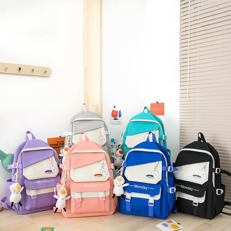 Four-piece Schoolbag Korean Version Simple Junior High School High School Campus Student Bag College Student Backpack Fresh Cute Backpack