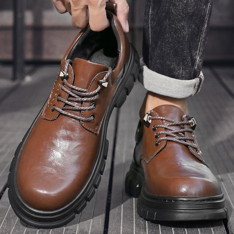 Casual men's leather shoes Elegant gentleman style Daily office  Outdoor leisure business party High quality Classic Black shoes
