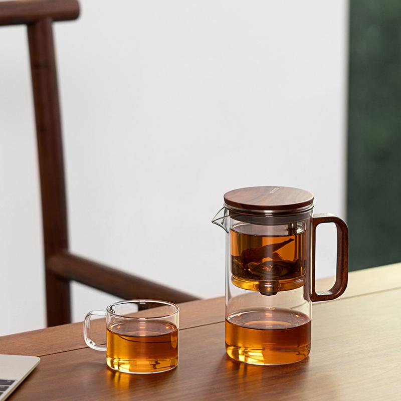 Bonston- elegant cup insulation separation bubble teapot heat-resistant glass teapot simple filter tea cup 500ml