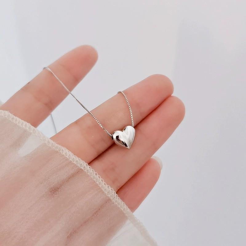 Серебряная подвеска-сердце S925 на цепочке - Элегантная, простая цепочка на ключицу с роскошным дизайном 925 Silver