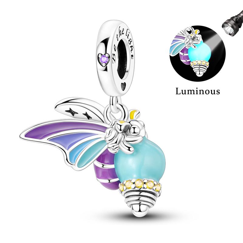 Fits Genuine Copper Charm Bead Luminous Firefly Charm For Women Beautiful DoItYourself Birthday Jewellery Gift
