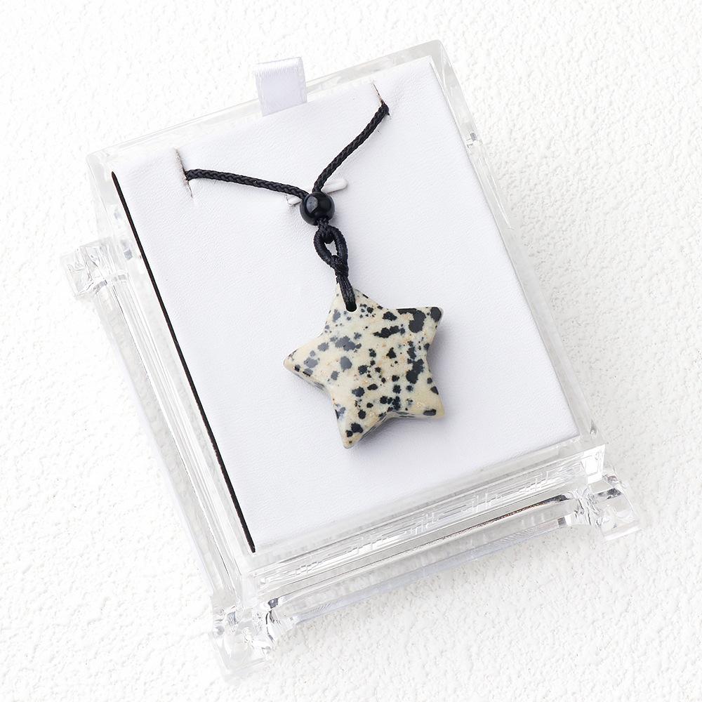 1PC Natural Stone Star Shape Pendant Black Agate Tiger Eye Christmas Pendant Necklace Women Holiday Party Gifts