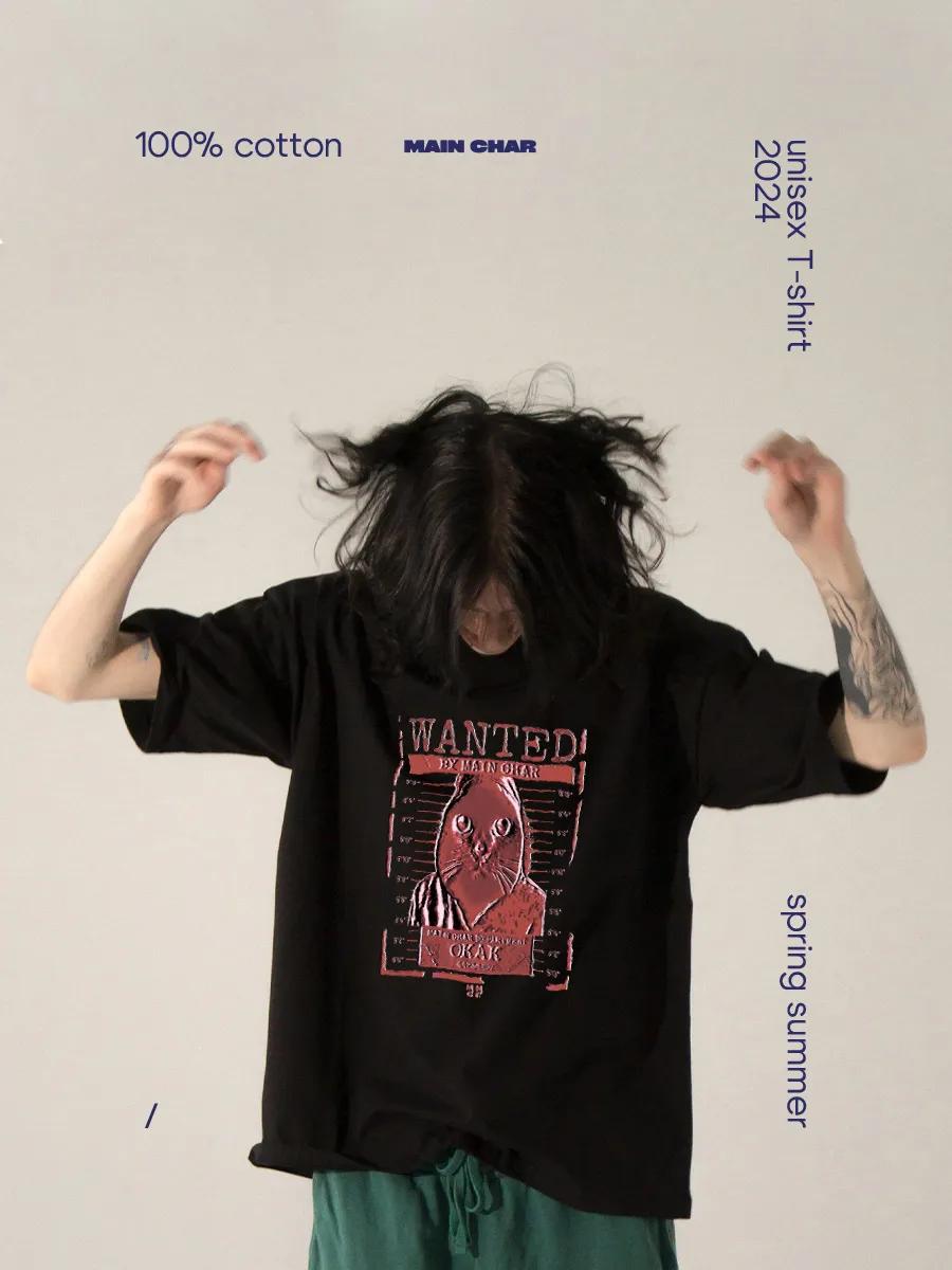 Oversized longline T-shirt with pony print M