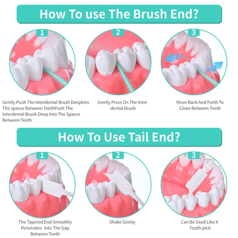 20PCS Fashionable and Easy To Use Mini Dental Floss Brush Orthodontic Soft Rubber Soft Bristle Cleaning Brush Interdental Brush To Clean The Mouth