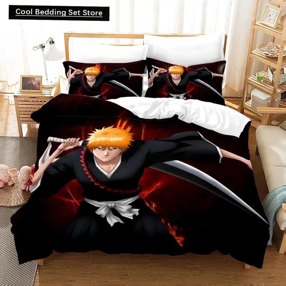 3D Anime Bleach Kurosaki Ichigo Duvet Cover Pillowcase Bedding Set Double Twin Full Queen King Adult Kids Bedclothes Quilt Cover