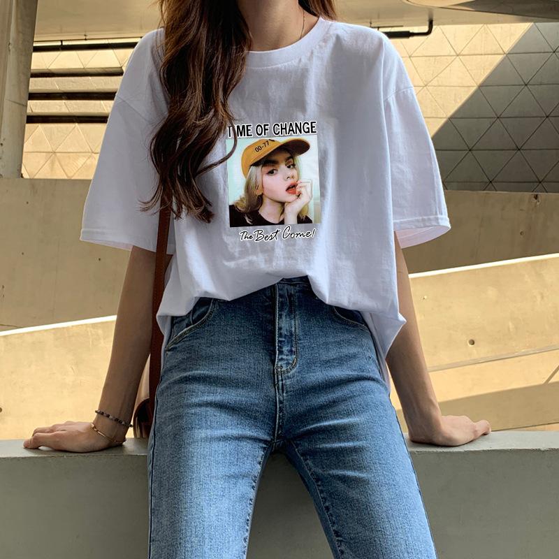 

Белая хлопковая футболка с коротким рукавом женская 2025 ранняя весна новая летняя свободного кроя нишевая базовая футболка топ инс S