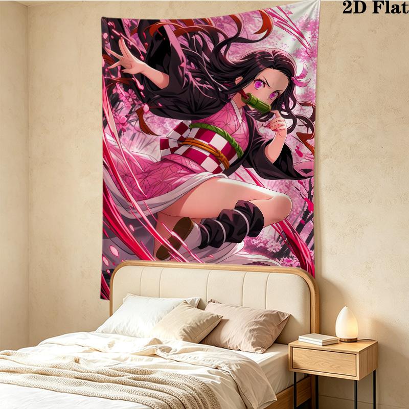 Demon Slayer Wall Tapestry Aesthetic Wall Hanging Printed Fabric Blanket Decorative Tapestries For Bedroom Living Room Home Decor