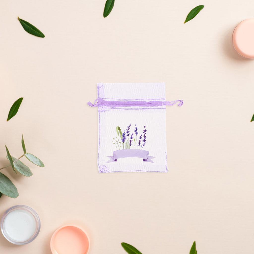 20Pcs Lavender Drawstring Mesh Bags Sachets Pouches Fragrance Storage Elegant Design Multiuse for Drawers Cars