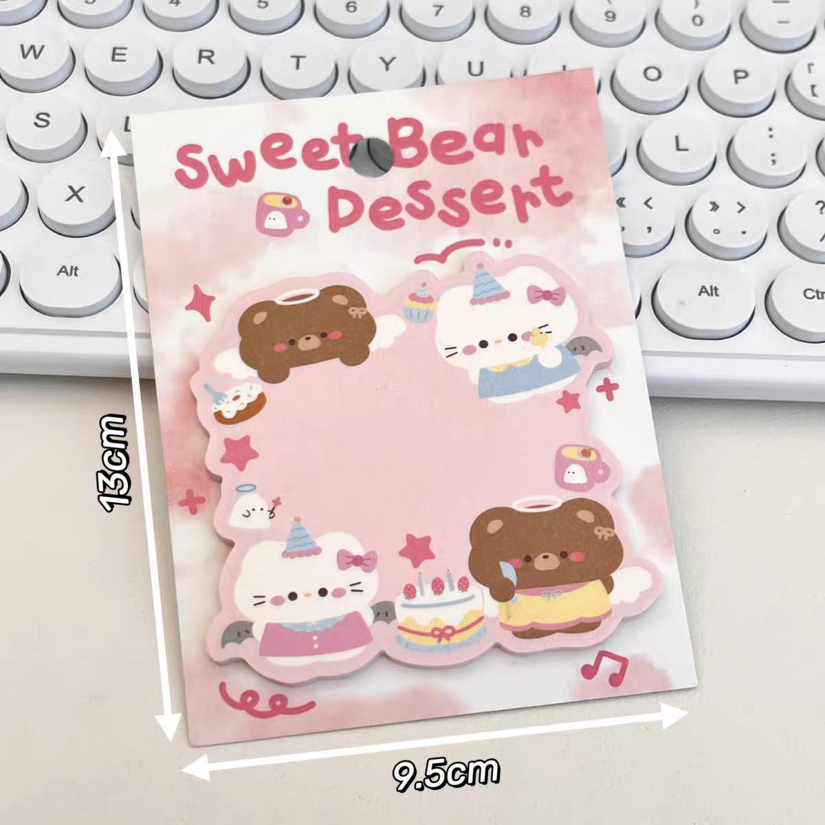 30sheets Cute Bear Sticky Notes Can Be Hung with Back Cards Student Notepads Memo Pad Pasted and Expanded Sticky Notes Gift