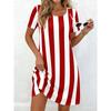Summer T-shirt Dress Women Retro Stripe Flower 3d Print Mini Dresses Comfortable Plus Size 8XL Casual Breathable Soft Dress
