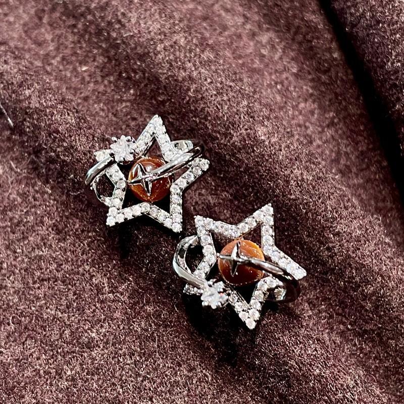 Natural tiger's eye stone series stud earrings for women Maillard exquisite retro earrings niche light luxury high-end temperament earrings