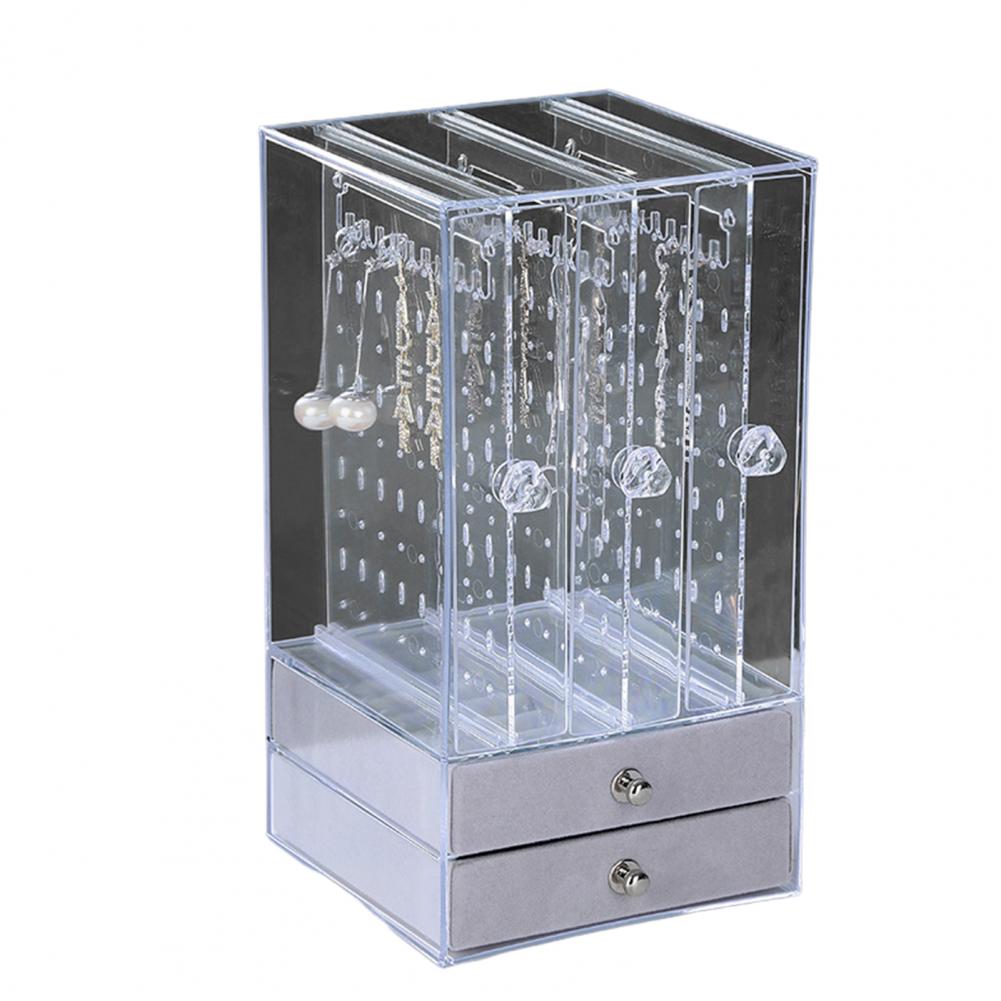 Jewelry Storage Rack Transparent Large Capacity Dustproof Vertical Earrings Display Stand Jewelry Storage Clear Drawer Box Case