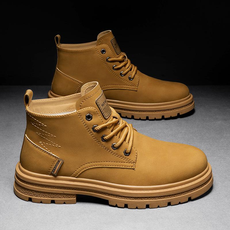 

Men s shoes winter high-top Martin boots 2024 new men s British low-top casual leather shoes retro non-slip tooling shoes 44 коричневий