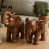 Traditional Chinese Craft Elephant Figurine Ornament, Resin Wood Grain Statue, Auspicious Entryway Decorative Accent Animal Sculpture for Home Office