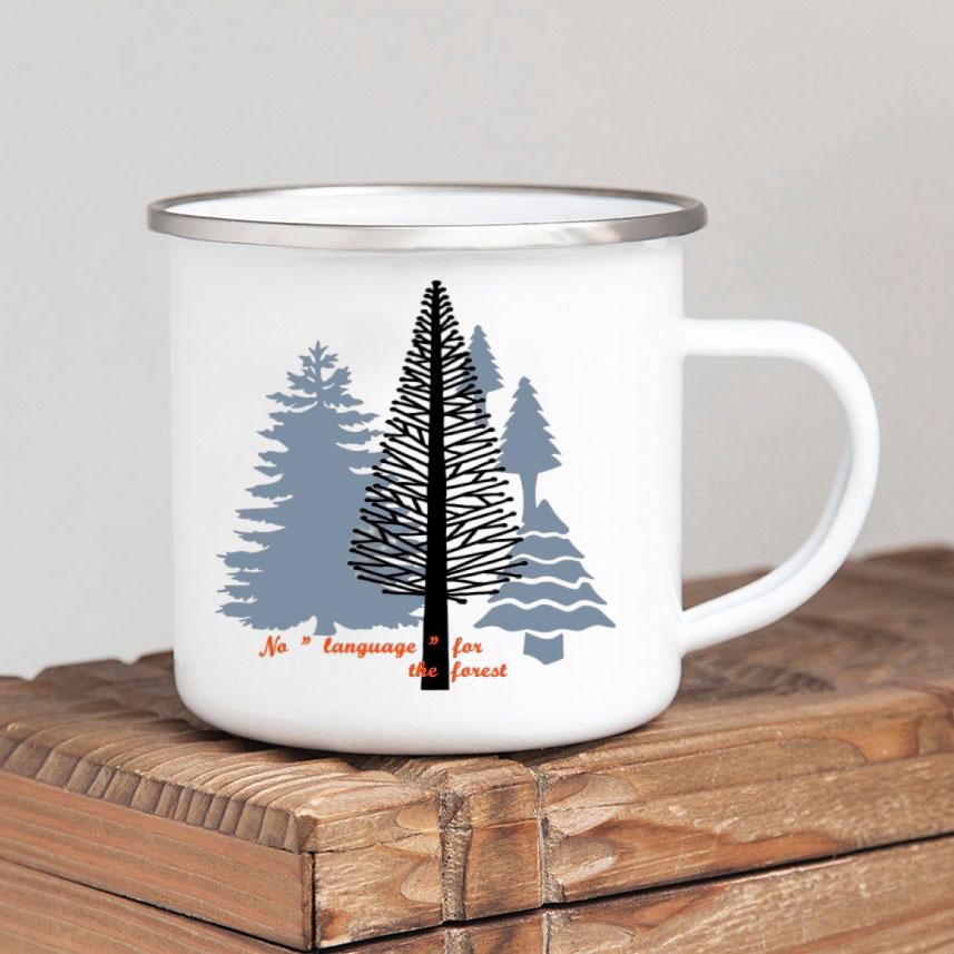 Caneca de café esmaltada Forest Camp Adventure Together Camping Cup Ideia de presente para campista Canecas de fogueira ao ar livre Festival ao ar livre Viagem