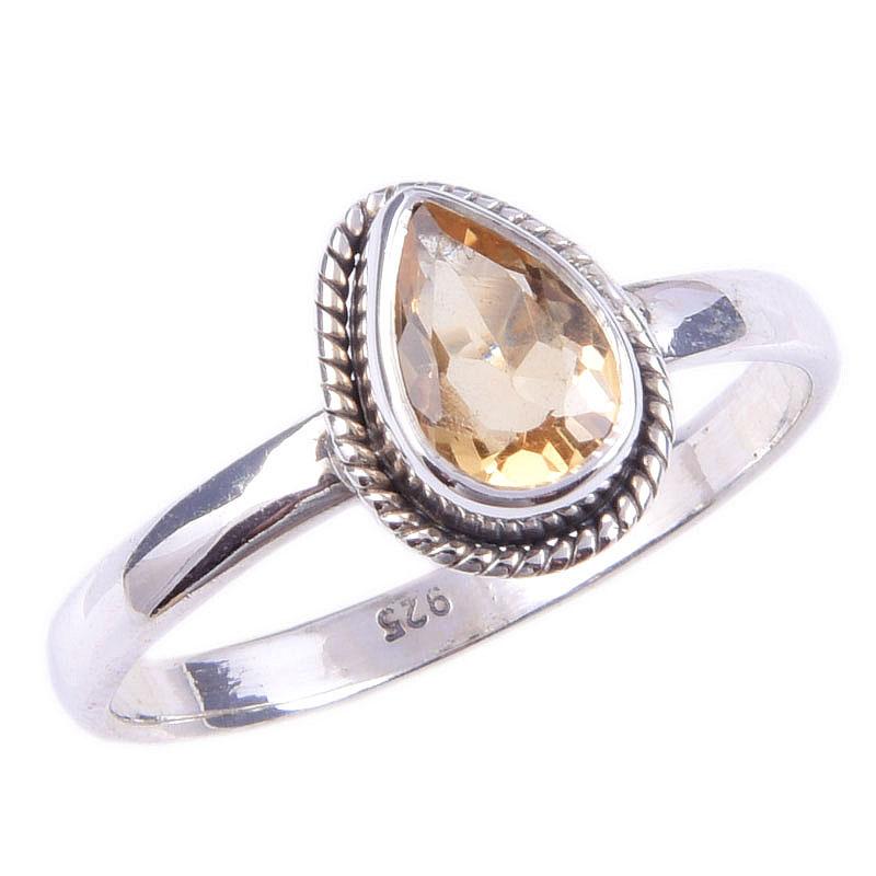 Natural Citrine Gemstone Handmade 925 Solid Sterling Silver Ring Size 10 Q6q17