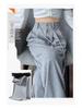 Women's Gray High-Waisted Wide-Leg Sweatpants - Casual Drawstring Fit for Autumn and Winter