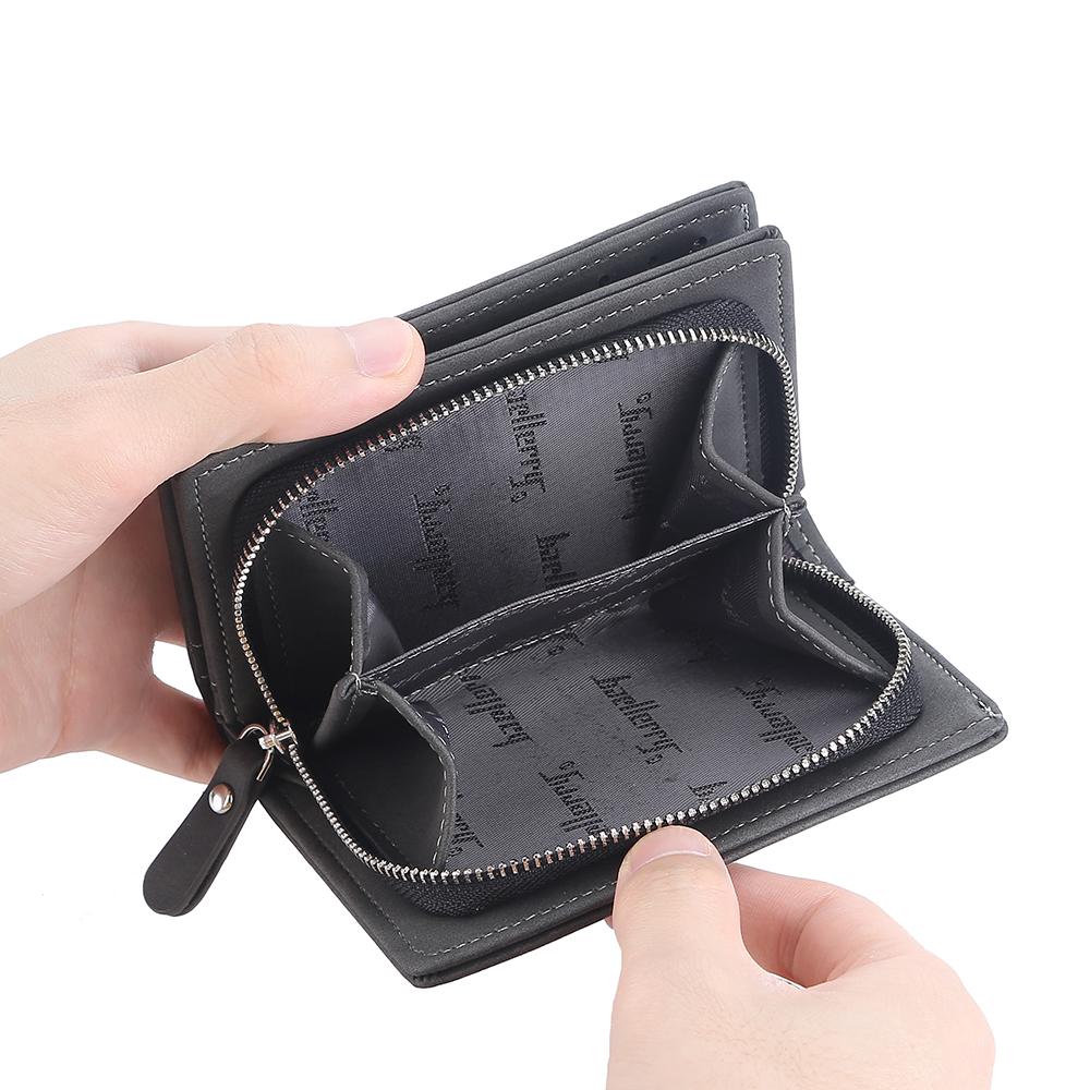 Men Pu Genuine Leather Short Wallet With Zipper Coin Pocket Vintage Big Capacity Male Short Money Purse Card Mount New