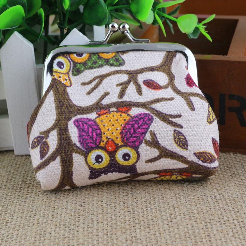 Cute Small Coin Purse Ladies Canvas Owl Cartoon Children's Coin Bag Small Purse