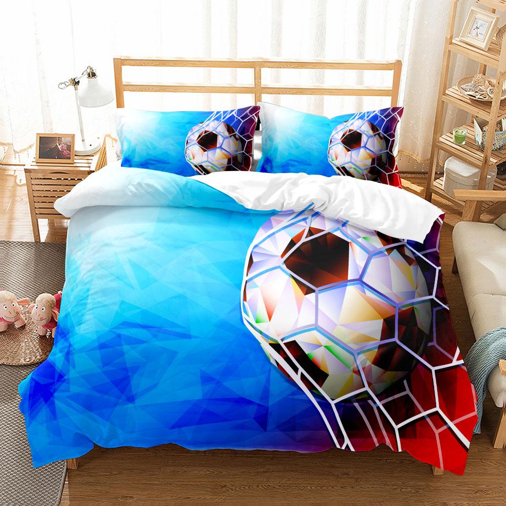 Passionate Soccer Ball Duvet Cover Set King Queen Double Full Twin Single Size Boys Bed Linen Set